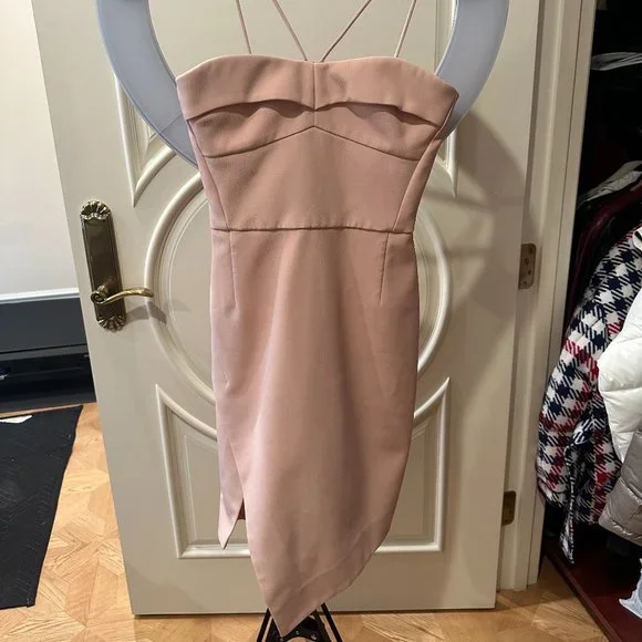 nicholas pink dress Nicholas Red Pink Deep Plunge Dress Long Plunge Knot Detail Dress With Neck Tie Raspberry Pink Six Stories